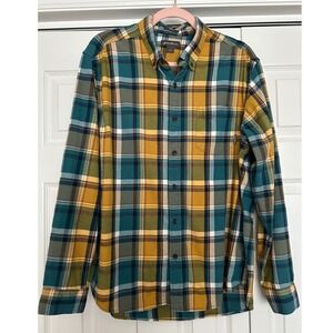 Eddie Bauer Mens Plaid Flannel Long‎ Sleeve Button Up Shirt Size L 100% Cotton